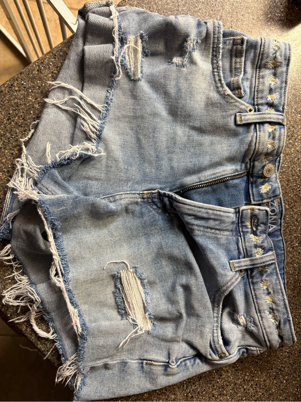 Arizona Jean Company Light Blue Distressed Denim Cutoff Shorts